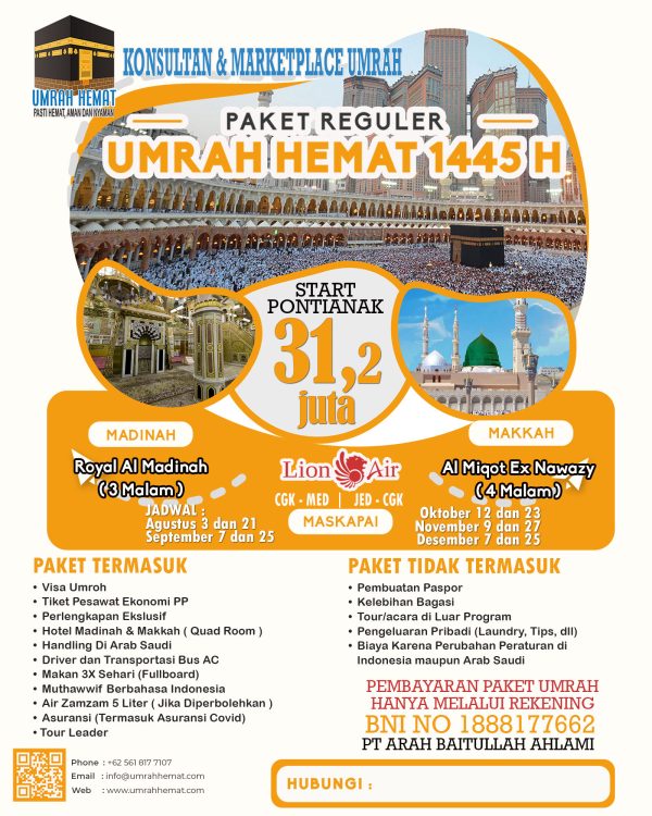 Umrah Hemat Promo 9 Hari  (3 Agustus 2023)